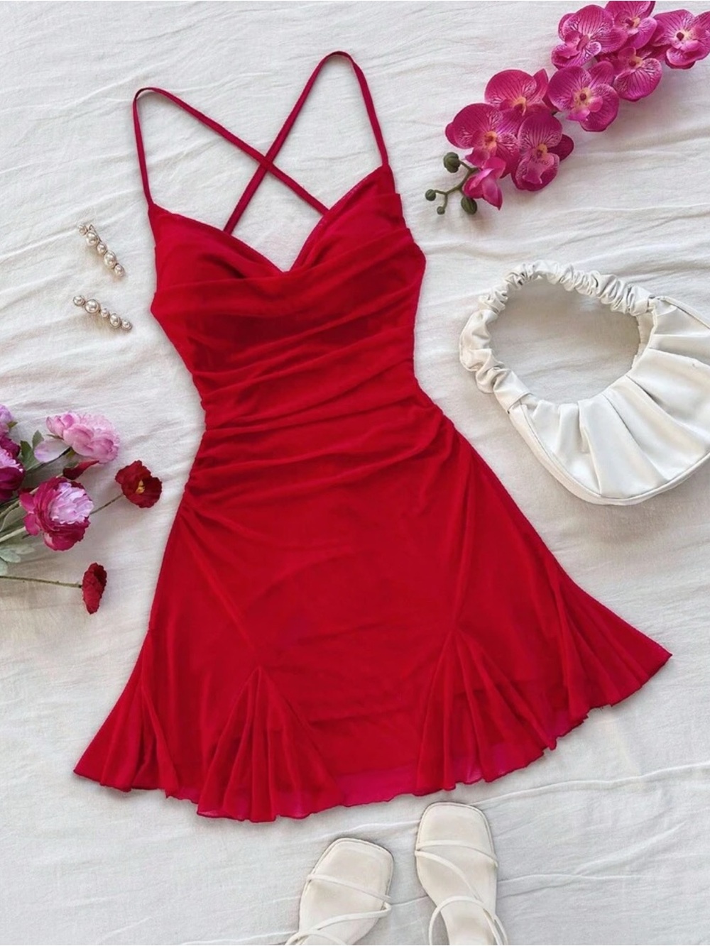 Bold & Sexy Red Strappy V-Neck Dress